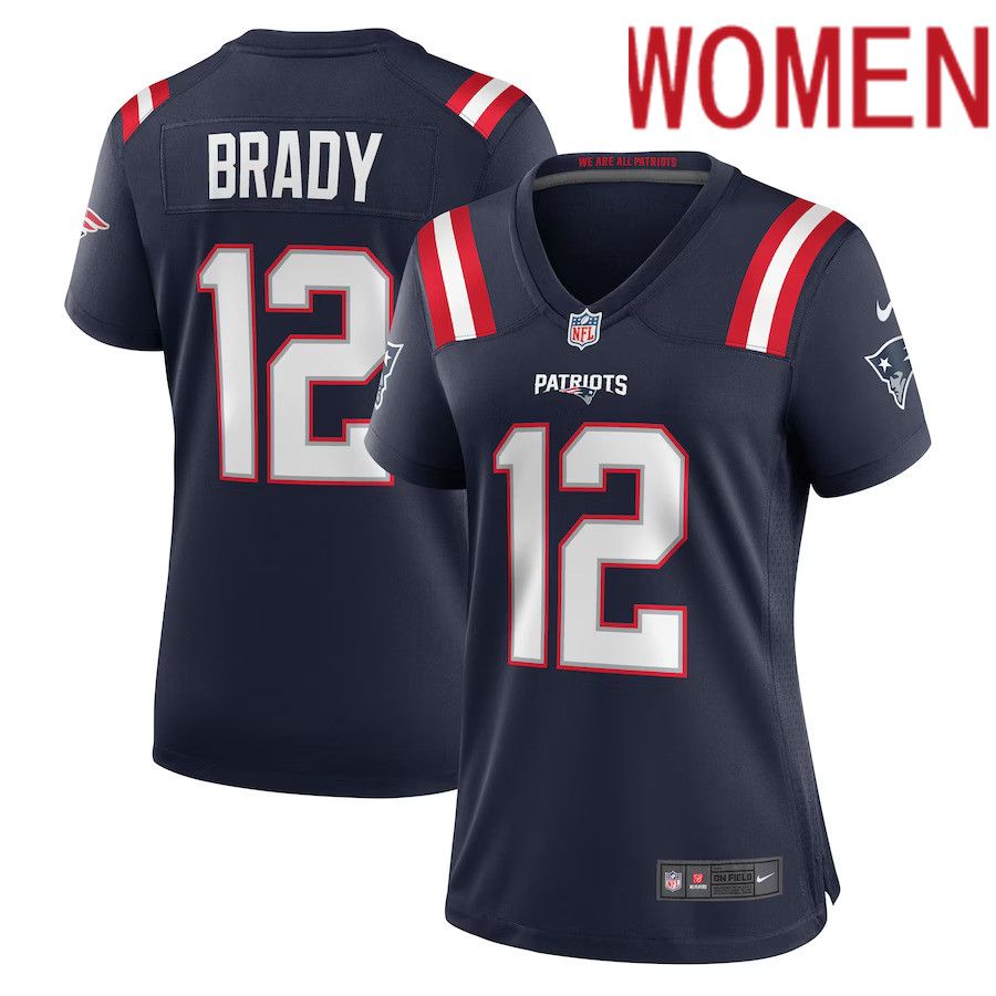 Women New England Patriots #12 Tom Brady Nike Navy Retired Game NFL Jersey